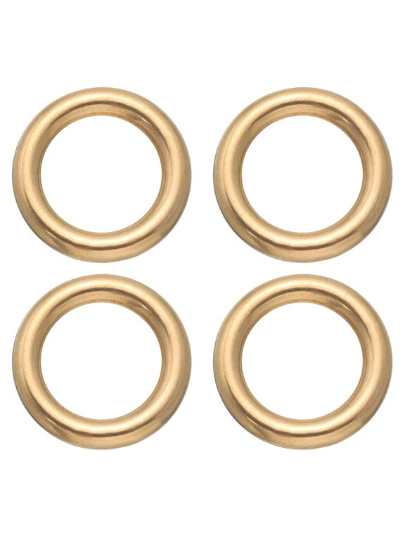 Brass O Ring, 4 Pack 0.55" Inner Dia Solid Brass Round Ring for Leather Craft Purse