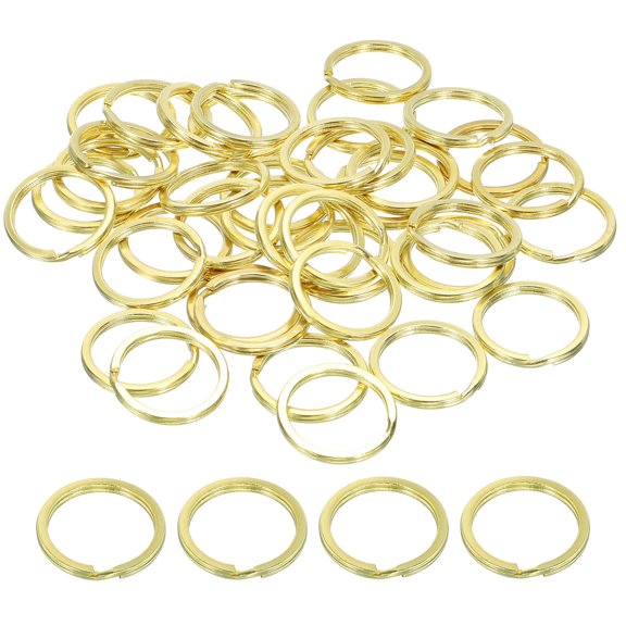 Uxcell Brass O Ring, 40Pcs 25mm Dia Brass Round Flat Split Key Ring for DIY Craft