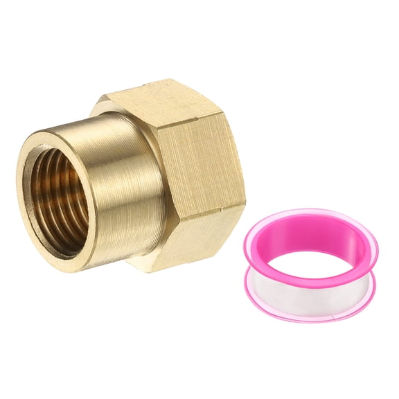 Uxcell Brass Pipe Fitting, 1/4" BSP Female x 3/8" BSP Female Thread Connector Brass Hex Nipple Reducing Coupling Connector for Gas Water Refrigeration System Conversion