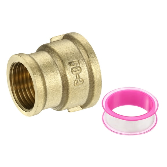 Uxcell Brass Pipe Fitting, 3/4" BSP Female x 1/2" BSP Female Thread Connector Brass Hex Nipple Reducing Coupling Connector for Gas Water Refrigeration System Conversion
