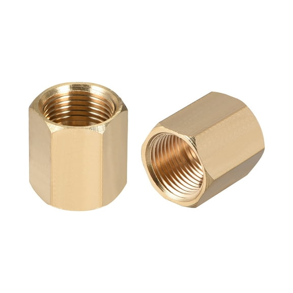 Uxcell Brass Pipe Fitting 3/8" G Female Brass Hex Rod Pipe Fitting Coupling 2 Count