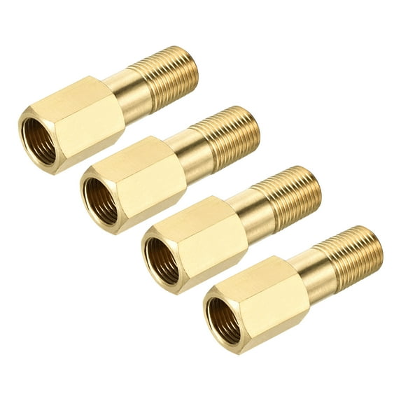 Uxcell Brass Pipe Fitting G1/8 Female to G1/8 Male Thread Adapter 35mm Extension Connector Hex Pipe Coupling 4 Pack