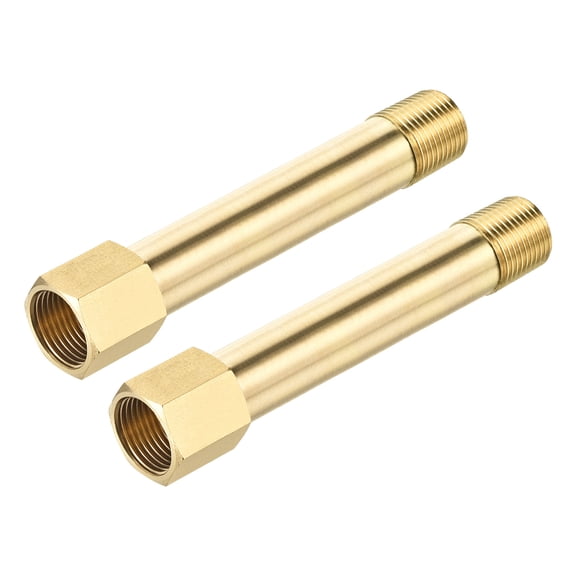 Uxcell Brass Pipe Fitting G3/8 Female to G3/8 Male Thread Adapter 100mm Extension Connector Hex Pipe Coupling 2 Pack