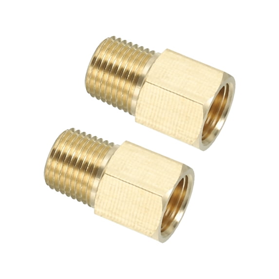 Uxcell Brass Pipe Fitting Hex Bushing, 1/8" NPT Male to 1/8" NPT Female Pipe Extension Fittings, Gold 2 Pack