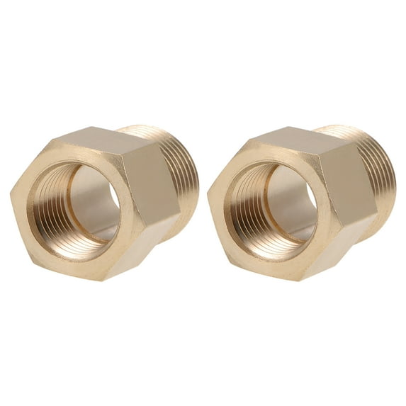 Uxcell Brass Pipe Fitting Male x Female Hex Bushing Adapter Length 0.94" x 0.67" 2