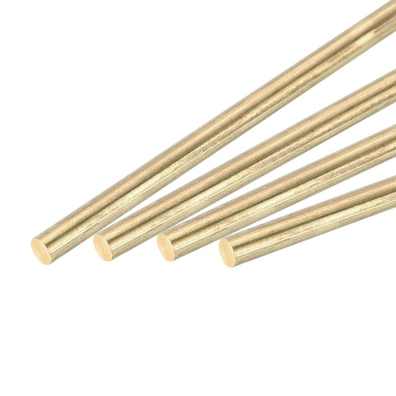 Uxcell Brass Rod,Brass Solid Round Rod 3mm Diameter 305mm Length Lathe Bar Stock for RC Model DIY Craft 4pcs
