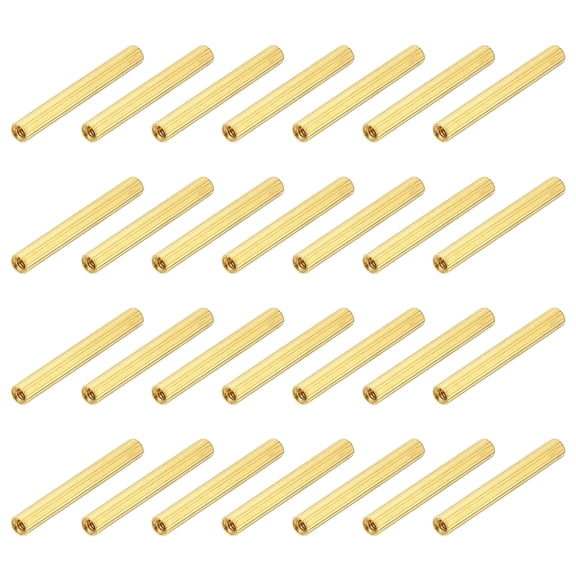 Uxcell Brass Round Coupling Nuts, M2x25mm Female Thread Hexagonal Standoffs Spacer Nuts Screws for PCB Motherboard Circuit Board(Gold Tone, Pack of 28)
