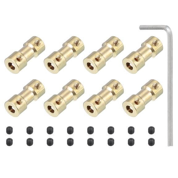 Uxcell Brass Shaft Coupling Joint 2mm to 4mm Motor Shaft Coupler Extension Connector Rigid Sleeve Adapter 8 Pcs