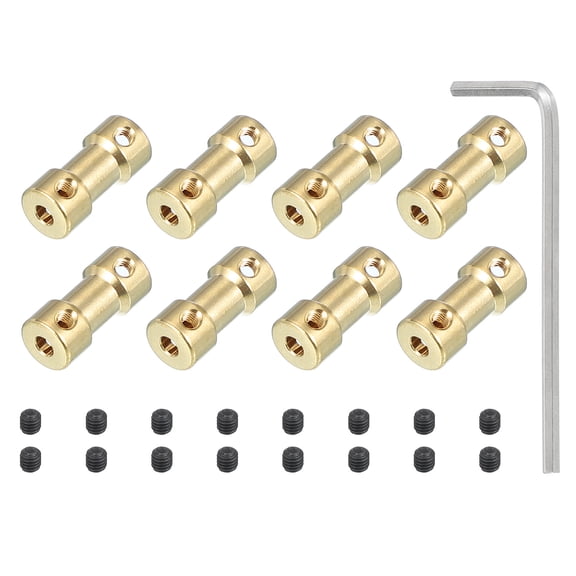 Uxcell Brass Shaft Coupling Joint 3.2mm to 5mm Motor Shaft Coupler Extension Connector Rigid Sleeve Adapter 8 Pcs