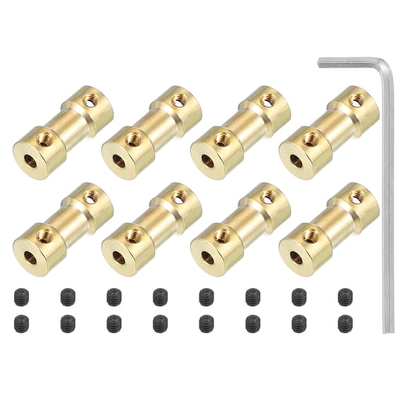 Uxcell Brass Shaft Coupling Joint 3mm to 5mm Motor Shaft Coupler Extension Connector Rigid Sleeve Adapter 8 Pcs