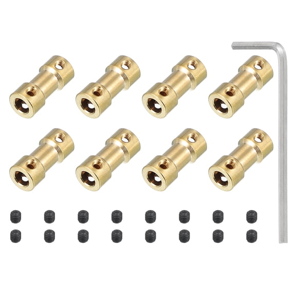 Uxcell Brass Shaft Coupling Joint 5mm to 5mm Motor Shaft Coupler Extension Connector Rigid Sleeve Adapter 8 Pcs