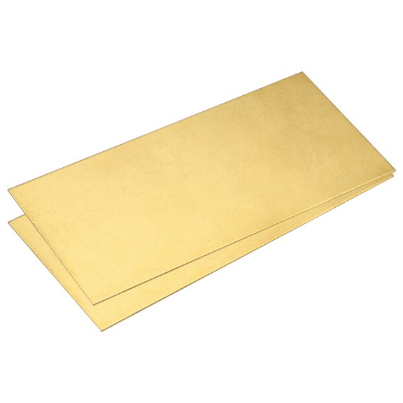 Uxcell Brass Sheet, 2 x H62 Metal Sheets Plates 4" Length x 2" Width x 0.02" Thickness
