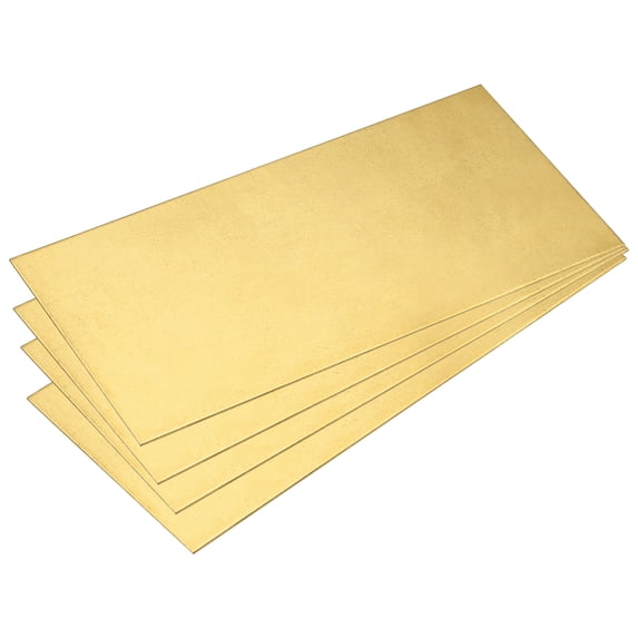 Uxcell Brass Sheet, 4 x H62 Metal Sheets Plates 4" Length x 2" Width x 0.02" Thickness