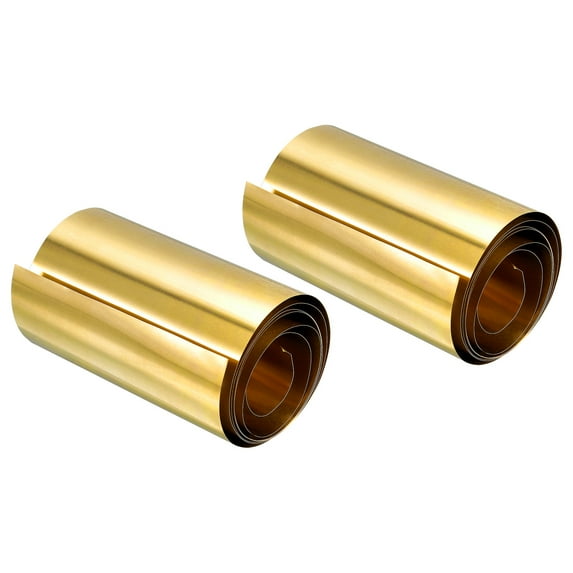 Uxcell Brass Sheet Roll, 0.02x100x1000mm Brass Foil Roll Brass Strip, Gold 2 Pack