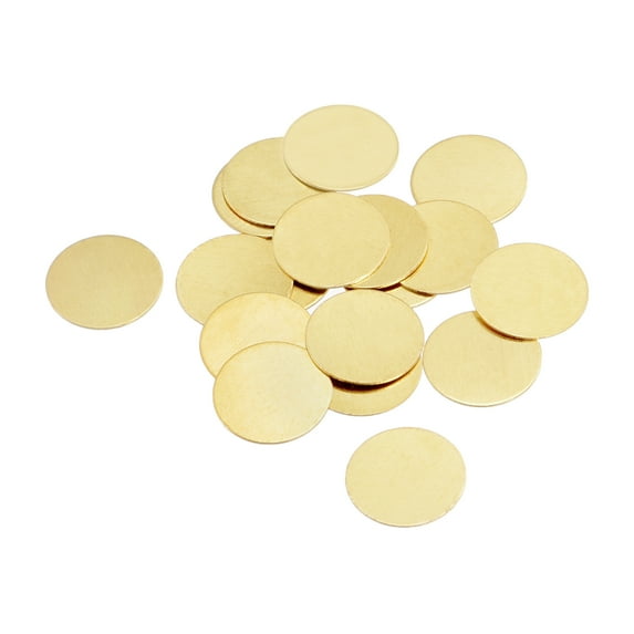Uxcell Brass Stamping Blank Round Metal DIY Tag 10mm Dia 0.4mm Thick for Craft, Pendant Decoration, Pack of 20