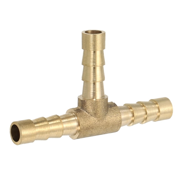 Uxcell 1/4" Brass Tee Barb Hose Fitting 3 Ways Adapter Union Barbed Split Golden