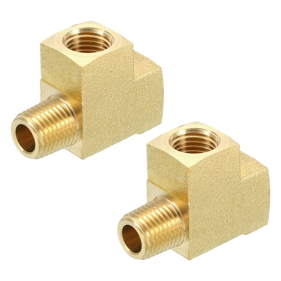 Uxcell Brass Tee Pipe Fitting, 1/4 NPT 3 Way T-Connector Fitting Coupler Adapter, 2pack