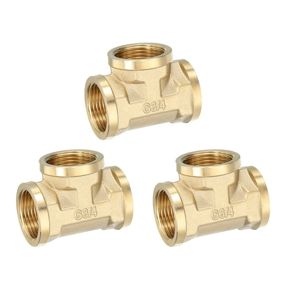 Uxcell Brass Tee Pipe Fitting, G3/4"(Female x Female x Female) 3 Way T-Connector 3pcs