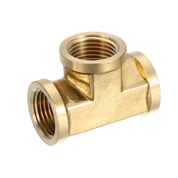 Uxcell Brass Tee Pipe Fitting, NPT1/2" x NPT1/2" x NPT1/2" 3 Way T-Connector, 1pcs