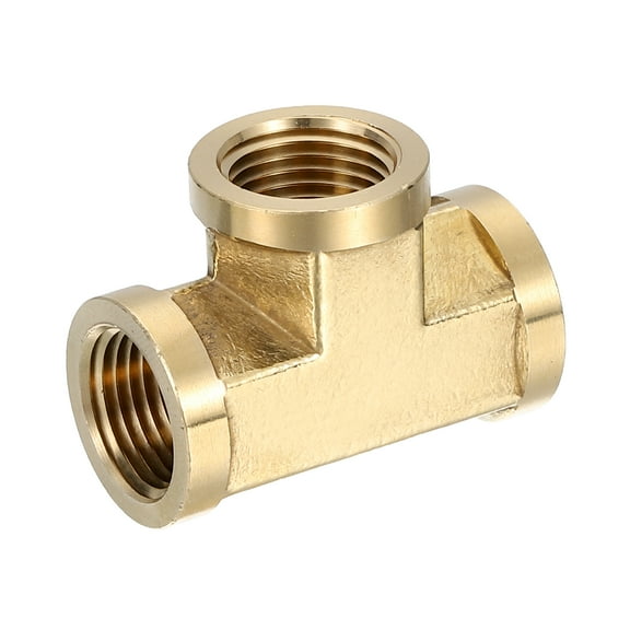 Uxcell Brass Tee Pipe Fitting, NPT3/8" x NPT3/8" x NPT3/8" 3 Way T-Connector, 1pcs