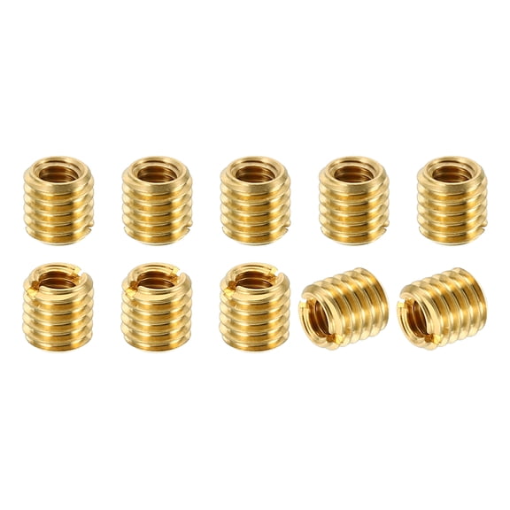Uxcell Brass Threaded Repair Insert Nut, 10 Pcs M6x1 to M4x0.7 Thread Sleeve Reducing Nut Screw Reducer 6mm