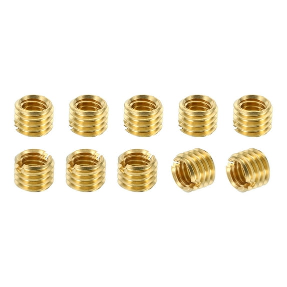 Uxcell Brass Threaded Repair Insert Nut, 10 Pcs M8x1.25 to M6x1 Thread Sleeve Reducing Nut Screw Reducer 6mm