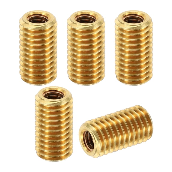 Uxcell Brass Threaded Repair Insert Nut, 5 Pcs M10x1.5 to M6x1 Thread Sleeve Inserts Reducing Nut Screw Sleeves 18mm