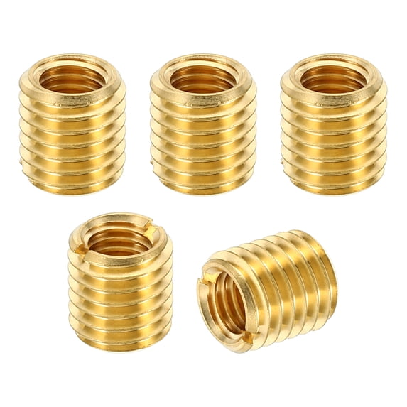 Uxcell Brass Threaded Repair Insert Nut, 5 Pcs M14x2 to M10x1.5 Thread Sleeve Reducing Nut Screw Reducer 15mm
