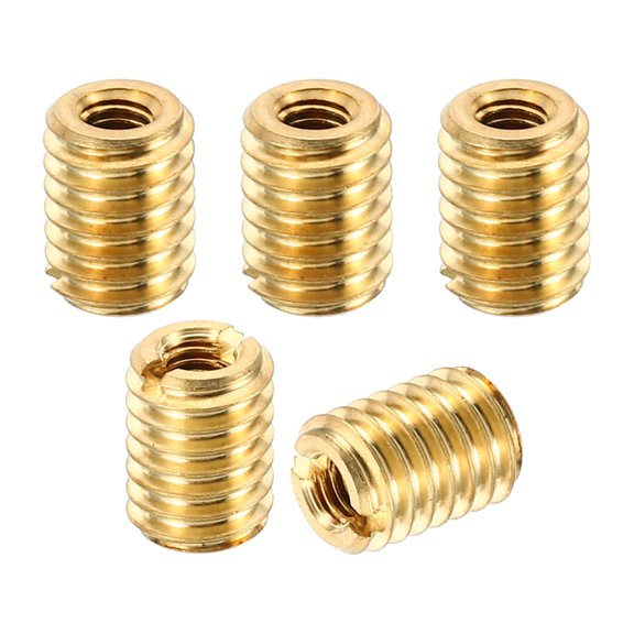 Uxcell Brass Threaded Repair Insert Nut, 5 Pcs M6x1 to M3x0.5 Thread Sleeve Reducing Nut Screw Reducer 8mm