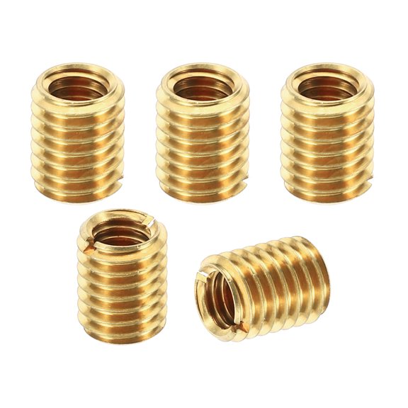 Uxcell Brass Threaded Repair Insert Nut, 5 Pcs M8x1.25 to M6x1 Thread Sleeve Reducing Nut Screw Reducer 10mm