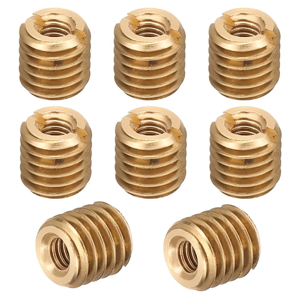Uxcell Brass Threaded Repair Insert Nut, 8 Pcs M8xM4x8mm Male to Female Slotted Reducing Nut Screw Sleeves
