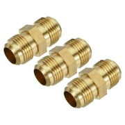 Uxcell Brass Tube Coupler 1/2" Flare Male Connector Pipe Coupling Fitting Union Gas Adapter for Air Conditioner 3 Pack