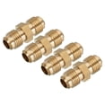 thumbnail image 1 of Uxcell Brass Tube Coupler 5/16" Flare Male Connector Pipe Coupling Fitting Union Gas Adapter for Air Conditioner 4 Pack, 1 of 5