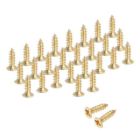 Uxcell Brass Wood Screws, M2 x 5mm Phillips Self-Tapping Furniture Connector for Door Hinges, Wood Crafts and Appliances DIY Projects,  Pack of 58