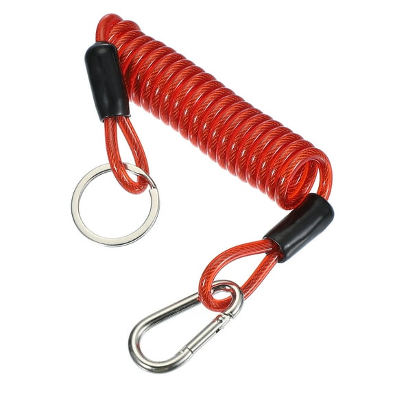 Uxcell Breakaway Trailer Cable, Trailer Brake Away Cable Safety Straps Stainless Steel Coiled Wires Red 4 ft x 0.2"