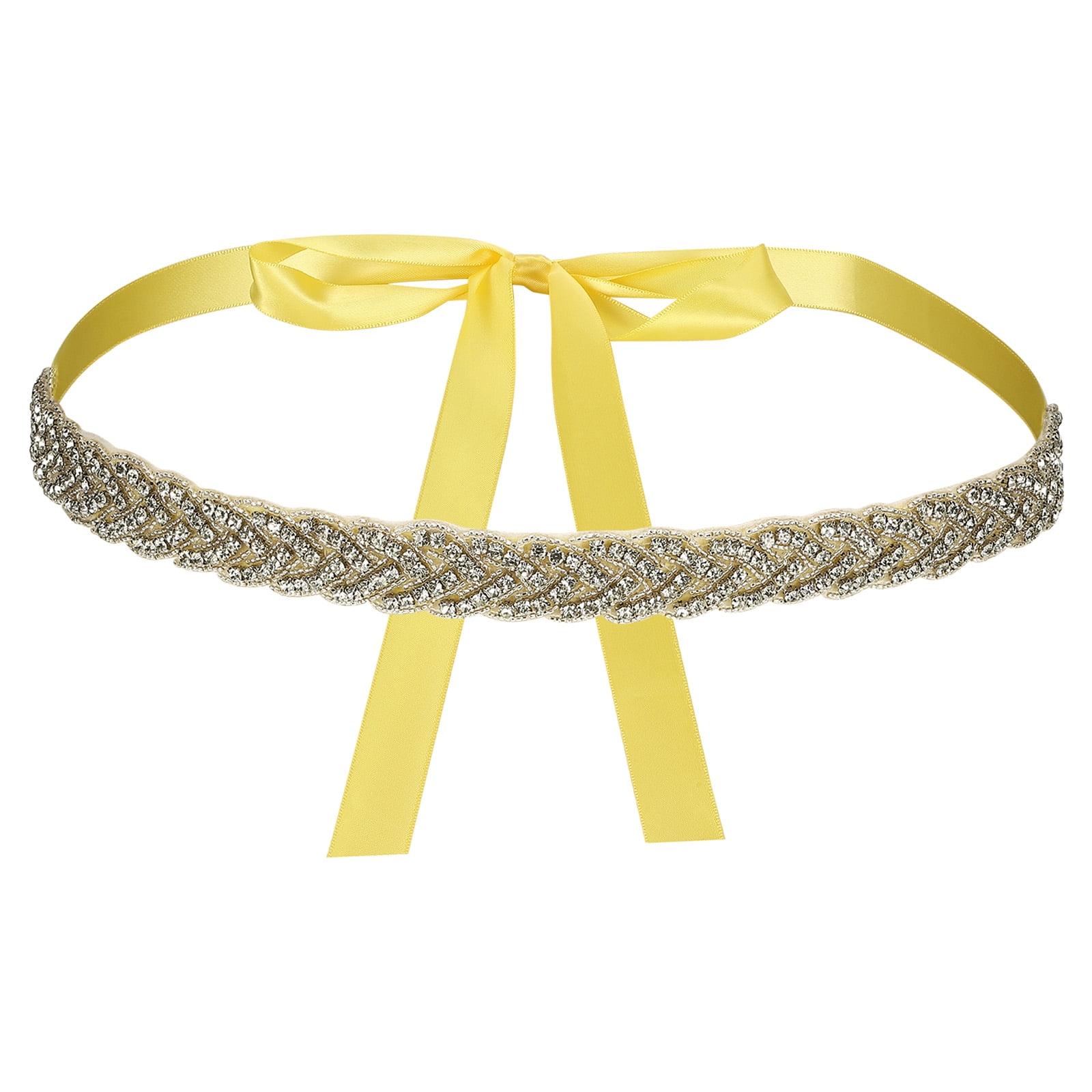 Uxcell Bridal Belt, 2cm Wide Wedding Dress Belt Handmade with Sparkly Crystal Rhinestone Ribbon Sash for Bride Bridesmaid Dress Wedding Prom Gown