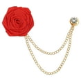 thumbnail image 1 of Uxcell Bridegroom Brooches Rose Flower, Cloth Lapel Pin Handmade with Fashion Gold Chain, Deep Red 1 Pcs, 1 of 6