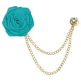 thumbnail image 1 of Uxcell Bridegroom Brooches Rose Flower, Cloth Lapel Pin Handmade with Fashion Gold Chain, Malachite Blue 1 Pcs, 1 of 6