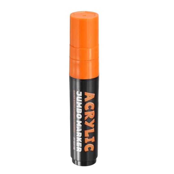 Uxcell Bright Orange Poster Markers, 1 Pcs Permanent Waterproof Markers Large Acrylic Paint Pen 15mm Felt Wide Tip on Canvas Glass Wood Ceramic Rock for Painting, Sign Graffiti Creations