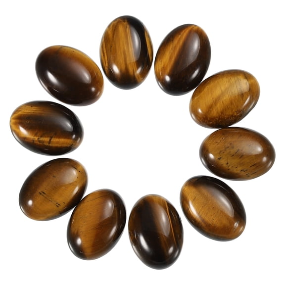 Uxcell Brown Flat Oval Stone 18mm x 13mm Flat Back Crystal Stone Beads 10Pack