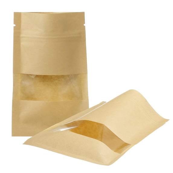 Uxcell Brown Kraft Pouches, 100pcs 5.5x3.5" Plant Saving Envelope with Window