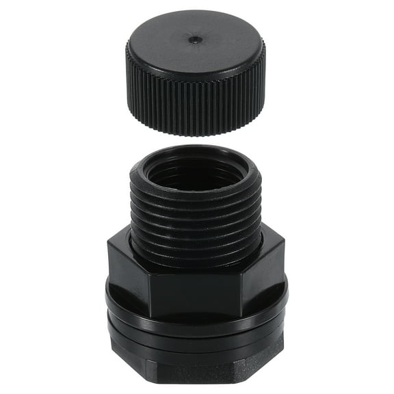 Uxcell Bulkhead Fitting with Plug, 1/2" NPT x 3/4" GHT Bulkhead Connector, Black