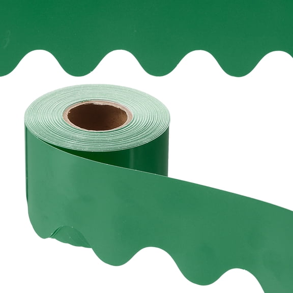 Uxcell Bulletin Board Border, 65.5 Feet Poster Chalkboard Cork Decoration Trim Scalloped Borders Wall Decor for Classroom Office Locker, Green