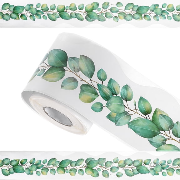 Uxcell Bulletin Board Border, 65.6Ft x 2.75Inch Classroom Border Trim, Eucalyptus Leaf