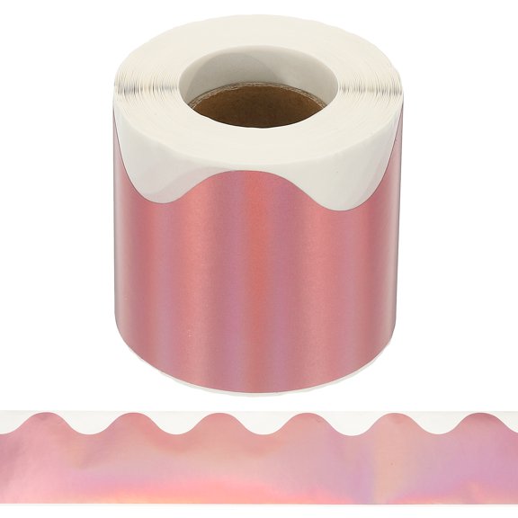 Uxcell Bulletin Board Borders, 65.6Ft x 2.4Inch Scalloped Border Poster Borders Pure Color, Pink