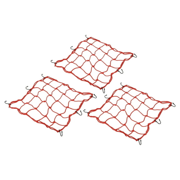 Uxcell Bungee Cargo Net 3 Pack Elastic Motorcycle Luggage Straps 15.7" x 15.7" Red