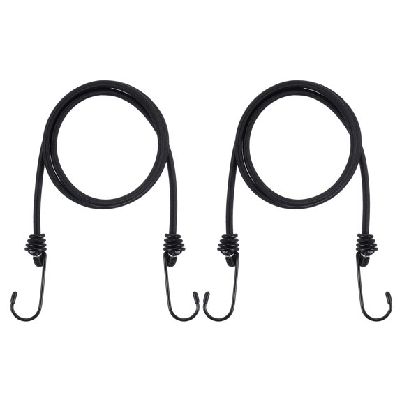 Uxcell Bungee Cord with Hooks, 39 inch Reflective Elastic Rope Outdoor Strapping Tape Hook, Black 2 Pack