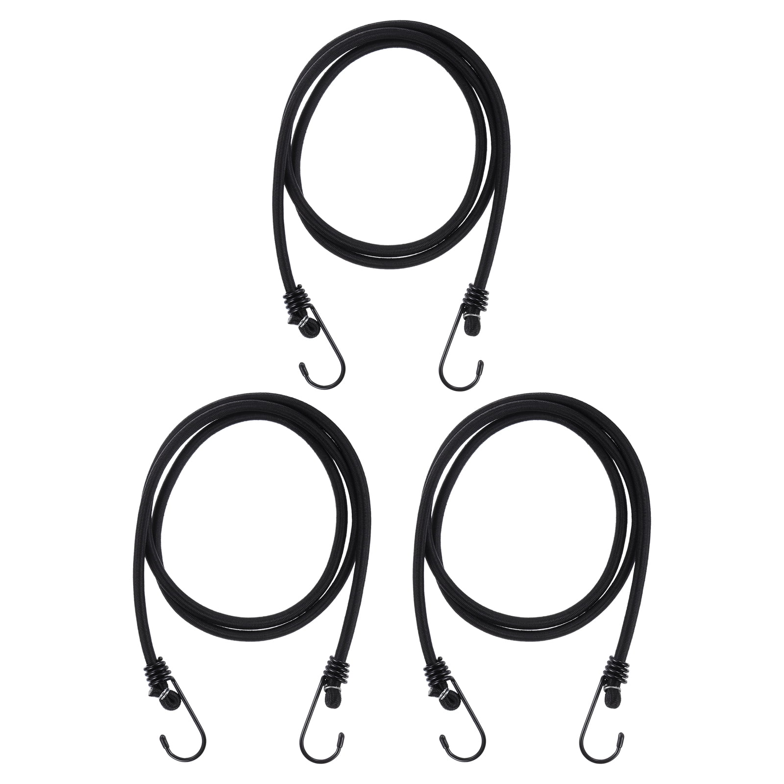 Uxcell Bungee Cord with Hooks, 59 inch Reflective Elastic Rope Outdoor Strapping Tape Hook, Black 3 Pack