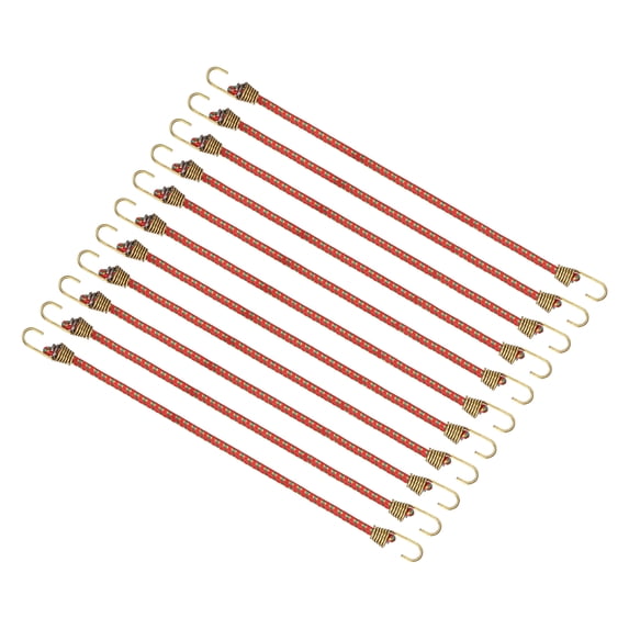 Uxcell Bungee Cords with Hooks, (10 Inch, Orange )(10Pcs), Adjustable Rubber Stretchy Heavy Duty Short Elastic Bungee Cord for Luggage Roof Rack Hang Outdoor Tent Tarps