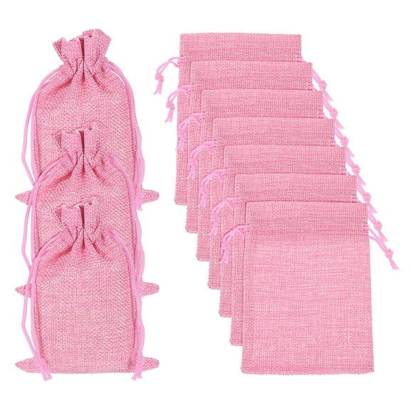 Uxcell Burlap Bags with Drawstring, Favor Sacks Jewelry Pouches for Gifts, Pink
